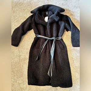 Black teddy long coat